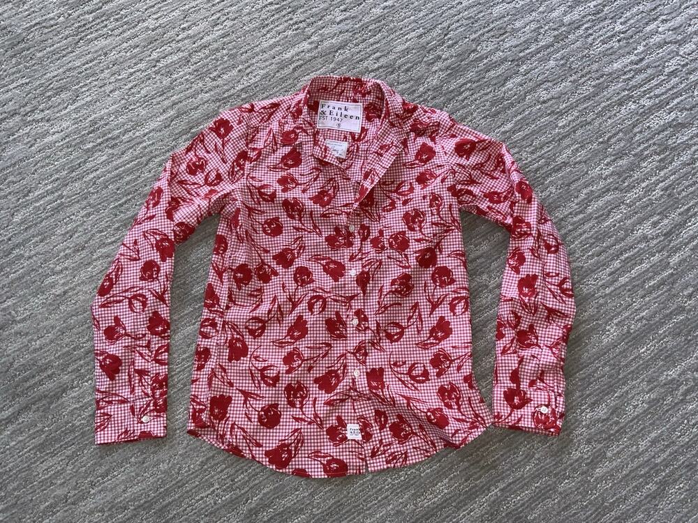 Frank & Eileen Shirt Womens Medium Floral Eileen Tunic Italian Fabric Button Up